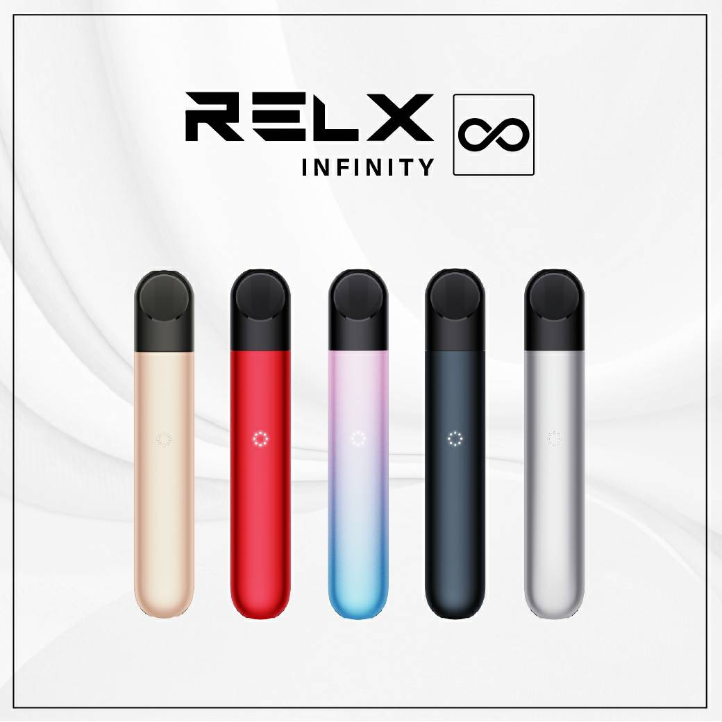 Relx Infinity Device(ตัวเครื่อง) ได้รับรางวังด้านการออกแบบ Red Dot Award 2020 มี 7 สี ให้เลือกใช้ ใช้งานง่ายเพียบสวมเข้ากับ ks pod ใช้ได้เลยไม่ต้องกดปุ่ม