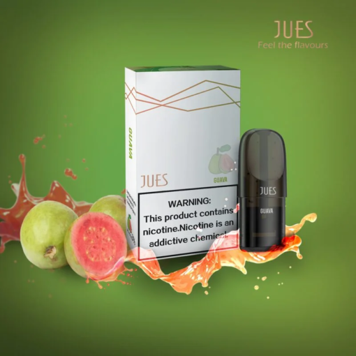 JUES Pod Juice Flavor Guava มีกลิ่นฝรั่งที่หอมหวานและเย็นสบาย คุณจะได้รับความรู้สึกเหมือนกำลังรับประทานผลไม้ฝรั่งที่สดชื่น