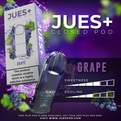Jues Plus กลิ่น Grape: กลิ่นขององุ่นที่เข้มข้นและหอมหวาน จะให้ความรู้สึกเหมือนกำลังทานผลไม้องุ่นสุกสด เป็นกลิ่นที่นิยมมากที่สุด