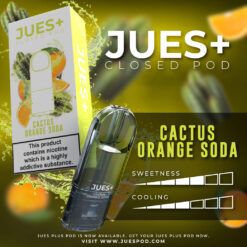 Jues Plus กลิ่น Cactus Orange Soda: กลิ่นผสมระหว่างแคคตัสและส้ม ที่เข้ากับกลิ่นสดชื่น สร้างความสนุกและสดชื่น
