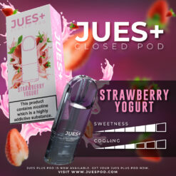 Jues Plus กลิ่น Strawberry Yogurt: กลิ่นสตรอว์เบอร์รี่ผสมกับโยเกิร์ต ที่เปรี้ยวหวานเข้มข้น สร้างความรสชาติที่หลากหลาย