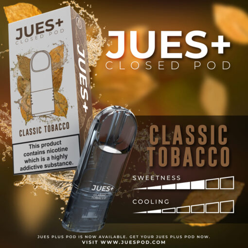 Jues Plus กลิ่น Classic Tobacco: กลิ่นยาสูบคลาสสิกที่เข้มข้นและอบอุ่น เหมือนการนำตัวคุณกลับสู่ความคลาสสิกแห่งรสชาติ