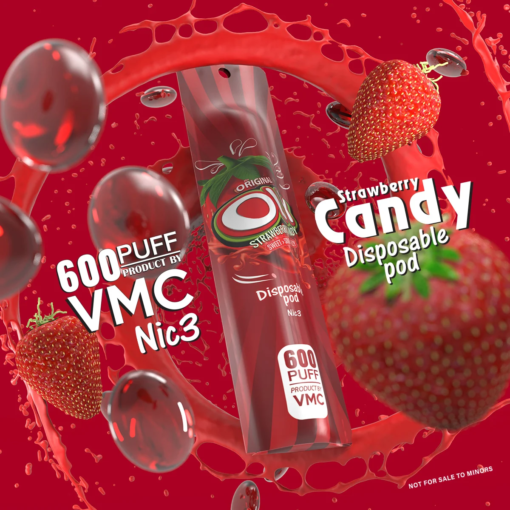 VMC 600 Puffs กลิ่น Oly Strawberry Candy (ลูกอมโอเล่ สตรอเบอรี่) มีกลิ่นหอมของลูกอมสตรอเบอรี่ที่หวานอ่อนและสดชื่น คุณจะรู้สึกเหมือนกำลังทานลูกอมที่มีรสสตรอเบอรี่
