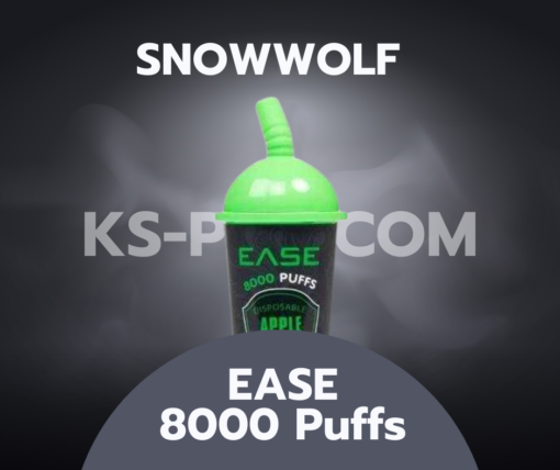 Snowwolf Ease 8000 Puffs เป็นบุหรี่ไฟฟ้าใช้แล้วทิ้งจากค่าย Snowwolf ดีไซน์สวย ปากสูบเป็นหลอดซิลีโคน ขนาดตัวเครื่องสามารถจับได้พอดีมือ